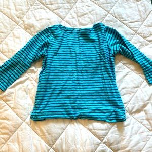 Cut loose, striped shirt - blue and teal stripe - size XS